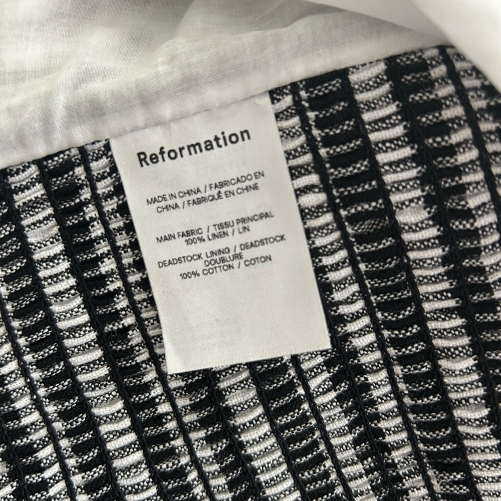 Reformation Monochrome Gingham Puff Sleeve Blouse - Picture 10 of 10